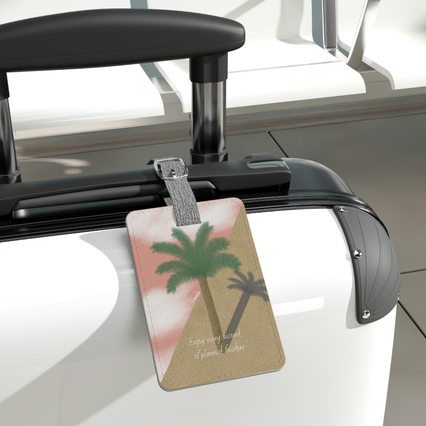 Enjoy every second of planned freedom - Saffiano Polyester Luggage Tag, Rectangle