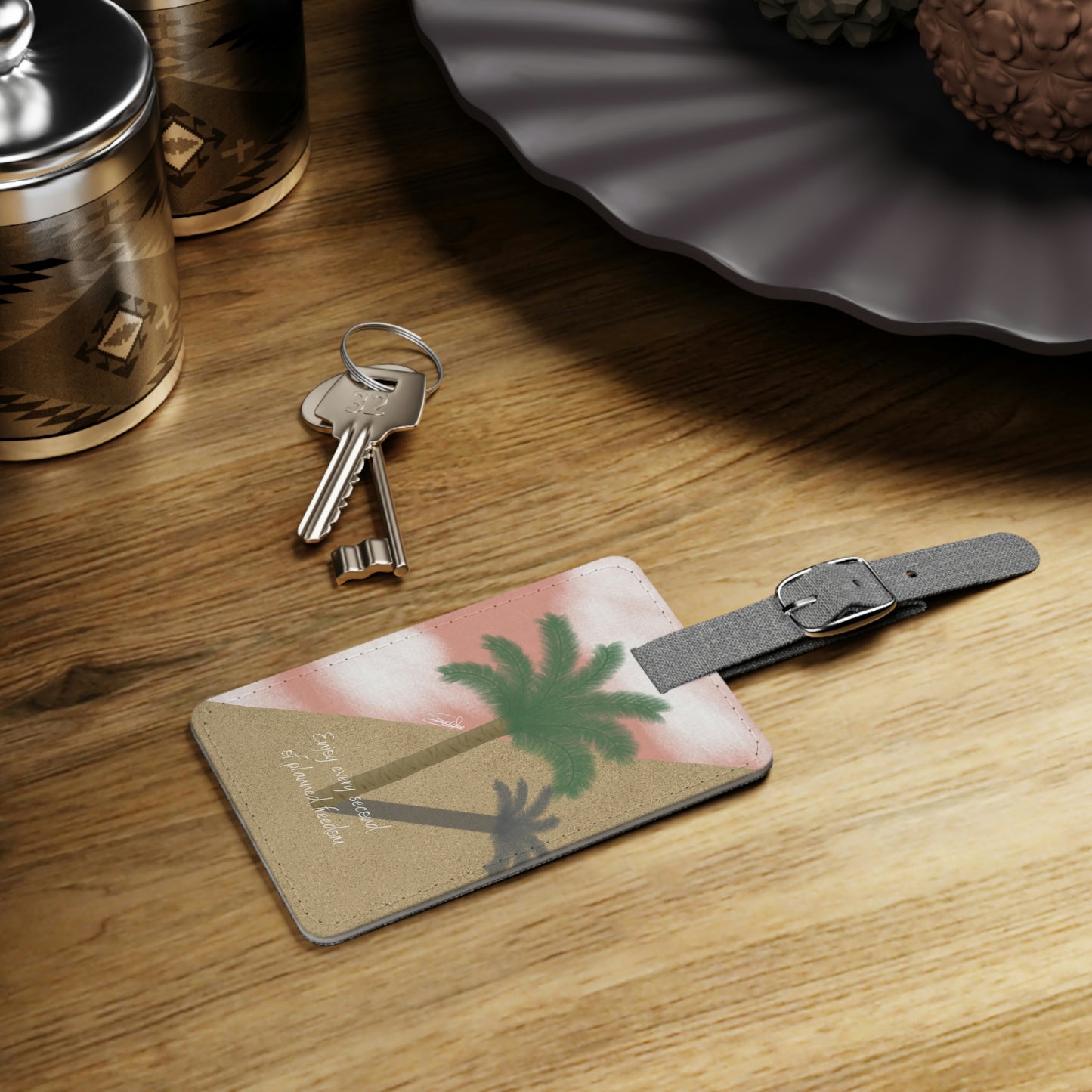 Enjoy every second of planned freedom - Saffiano Polyester Luggage Tag, Rectangle