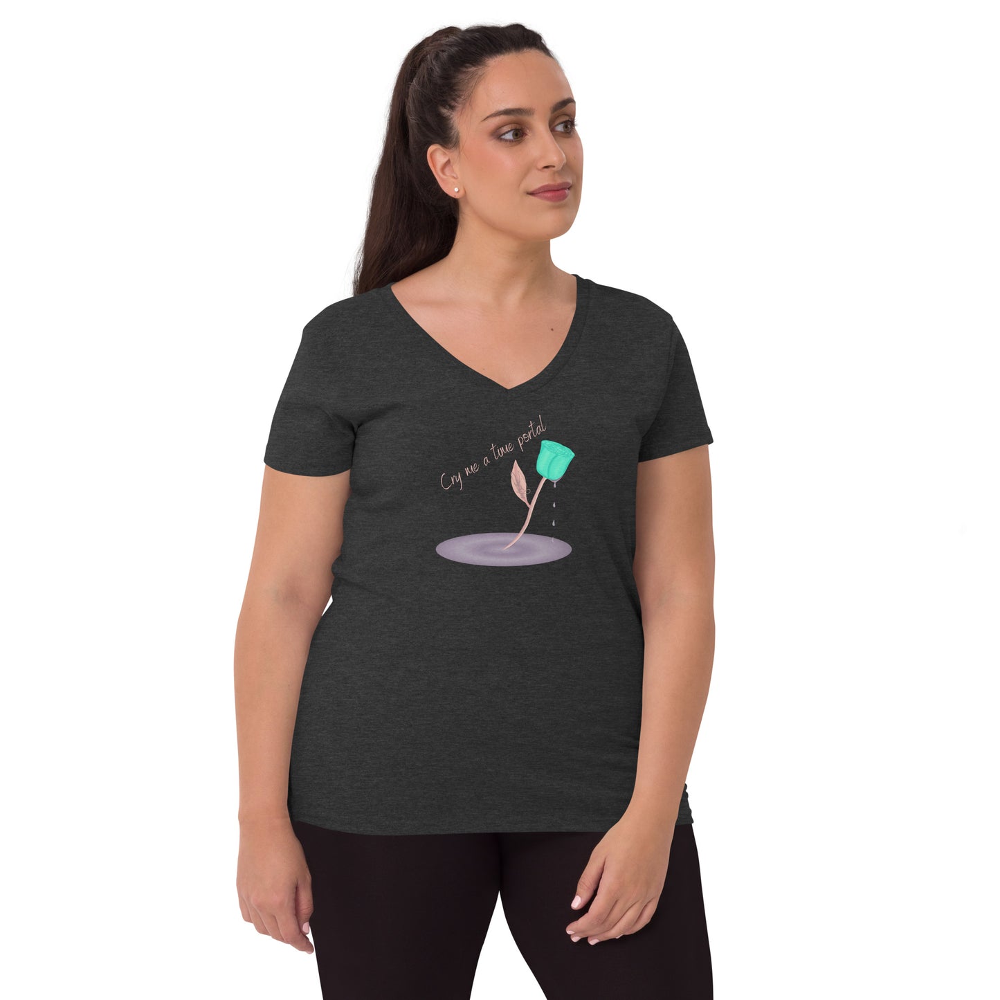 Cry me a time portal - T-shirt pour femmes avec col en V recyclé